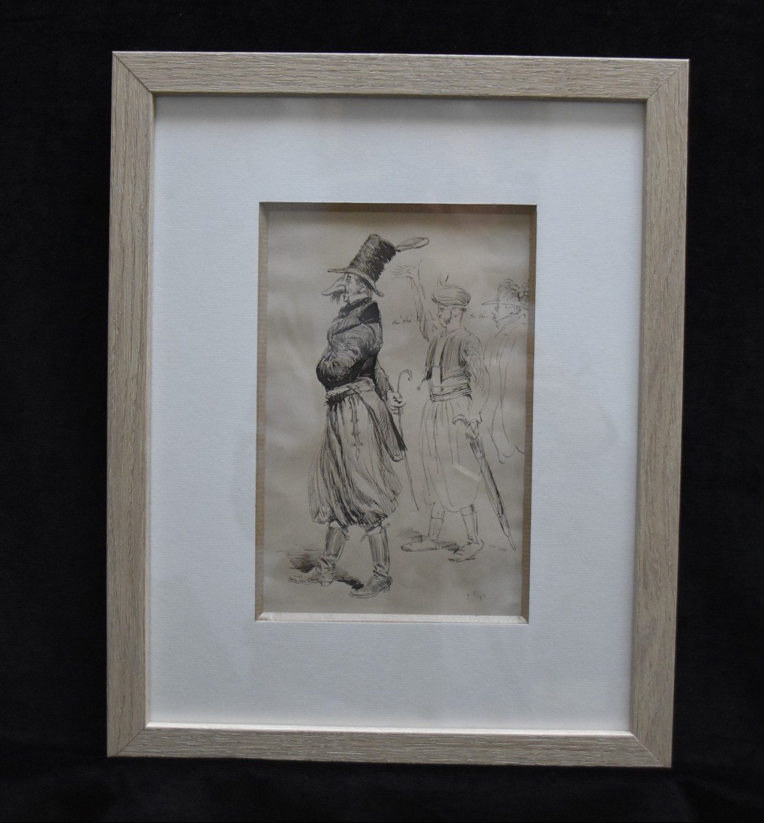 Edouard Detaille (1848 1912) Carnival Figures, Signed Drawing-photo-3