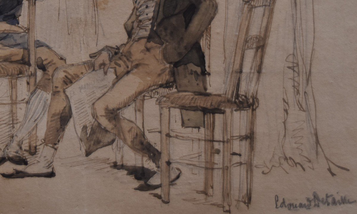 Edouard Detaille (1848-1912) Le Jeune Vendeur De Journaux,  Aquarelle -photo-2