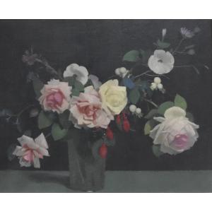 Lucien-Victor Guirand de Scevola (1871-1950)  Un Bouquet de fleurs,  Huile sur toile signée