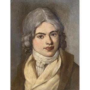 French School Late 18th Century, Portrait Of A Young Man, Oil On Metal