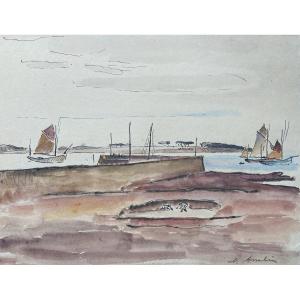 Maurice Asselin (1882-1947)  Paysage Marin, Bretagne,  Aquarelle  Signée  