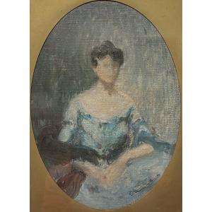 Lucien-victor Guirand De Scévola (1871 - 1950) Portrait Of A Lady, A Sketch, Oil  