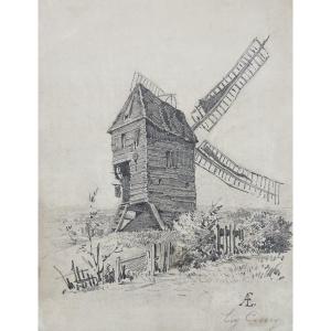 Eugène Cicéri (1813 - 1890) Le Moulin, Dessin Signé 