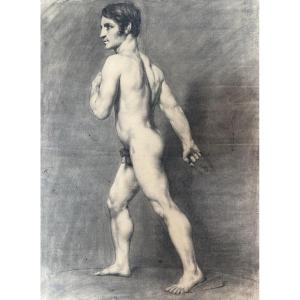 19th Century French School, Académie d'Homme, A Standing Nude Man, , Drawing