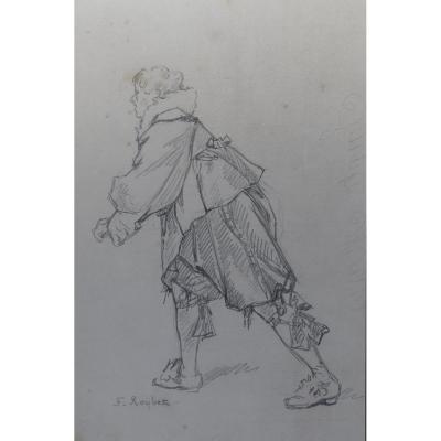 French School XIX, Study Of A Musketeer, Pencil