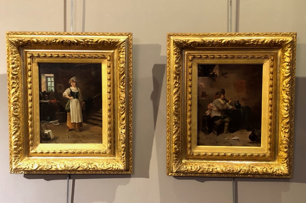 Pair Of Dutch Paintings, 19th Century.-photo-4