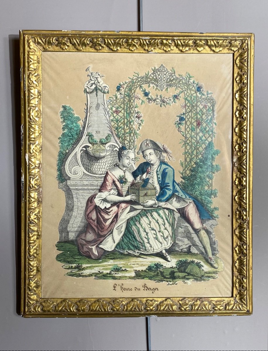 Gravure d'Un Homme Et d'Une Femme, l'Heure Du Berger, Début XX ème Siècle.