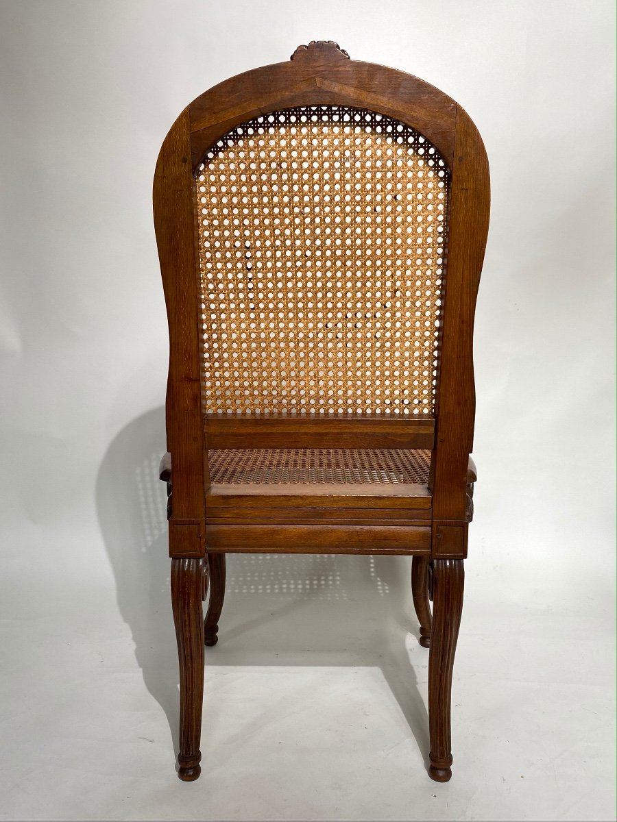 Pair Of Caned Chairs Stamped H. Vesque, Louis XVI Style, 19th Century.-photo-5