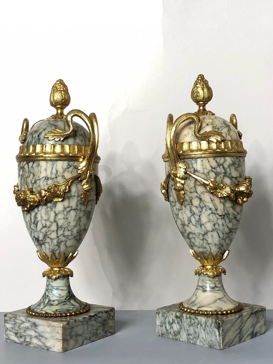 Pair Of Marble And Bronze Cassolettes.-photo-3