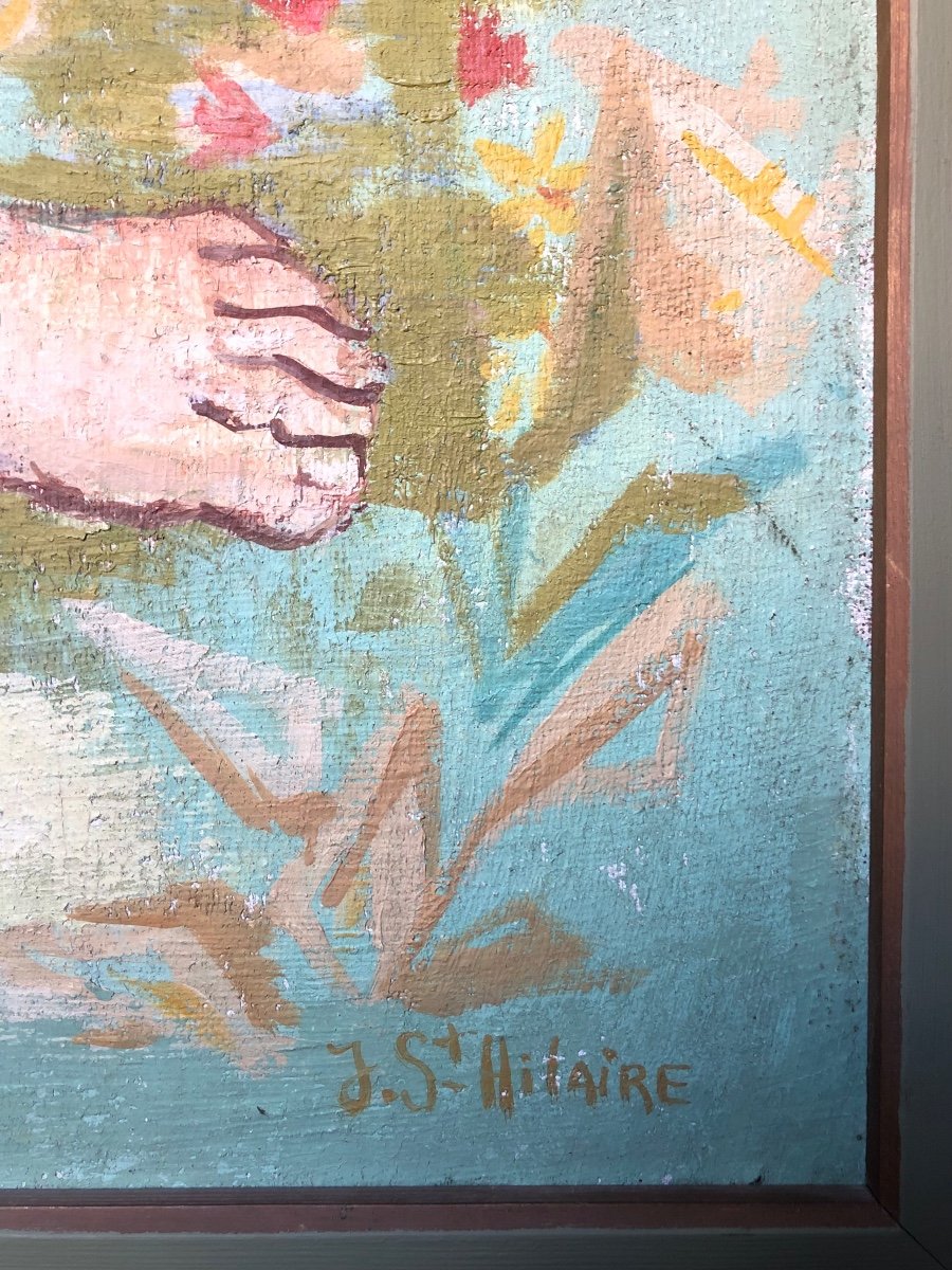 Importante peinture Sur Toile (145 cm x 110 cm.) “les Vendanges” De Julien  Saint Hilaire. -photo-2