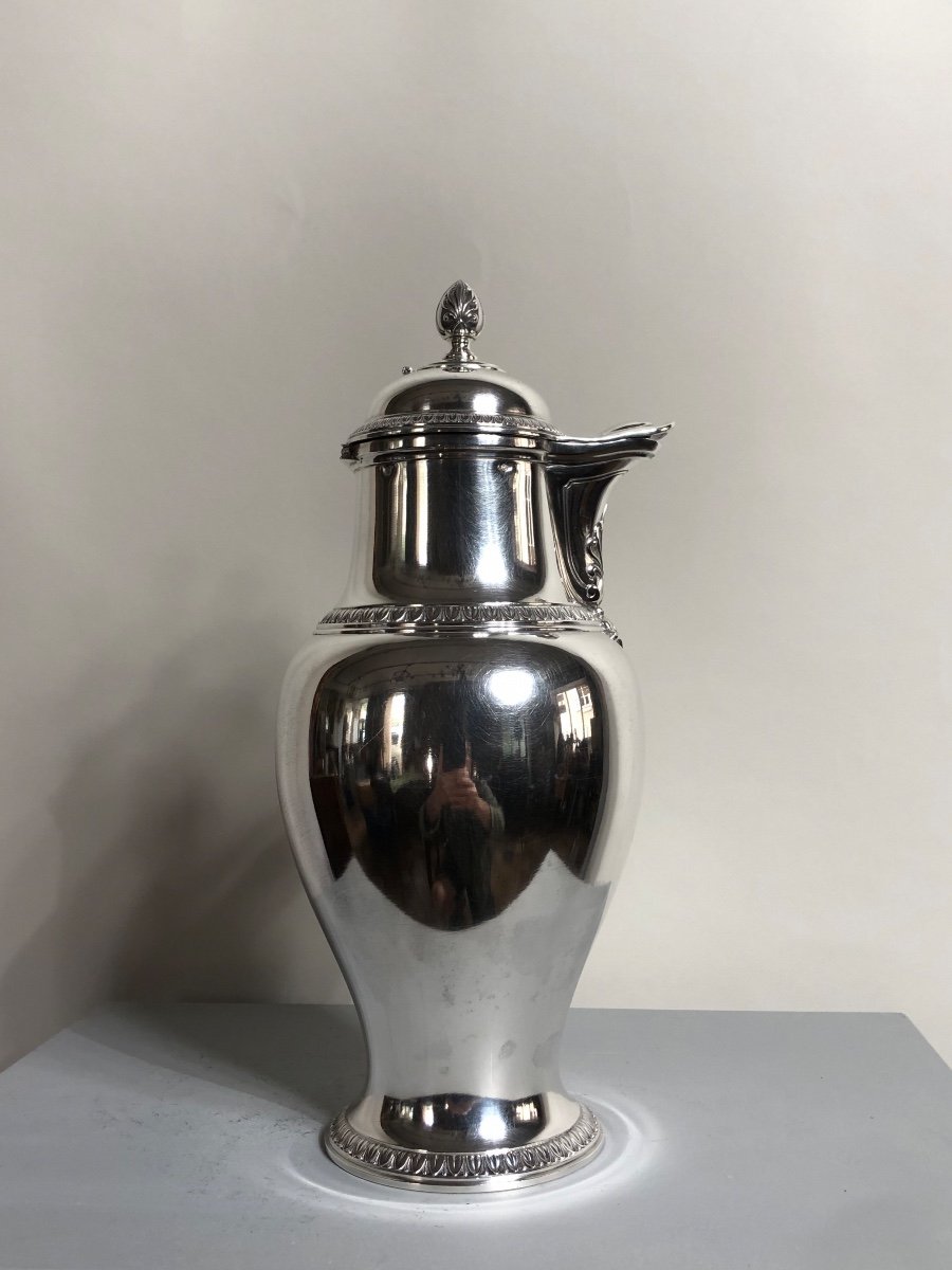 Chocolate Pot In Solid Silver, Empire-restoration Style.-photo-1