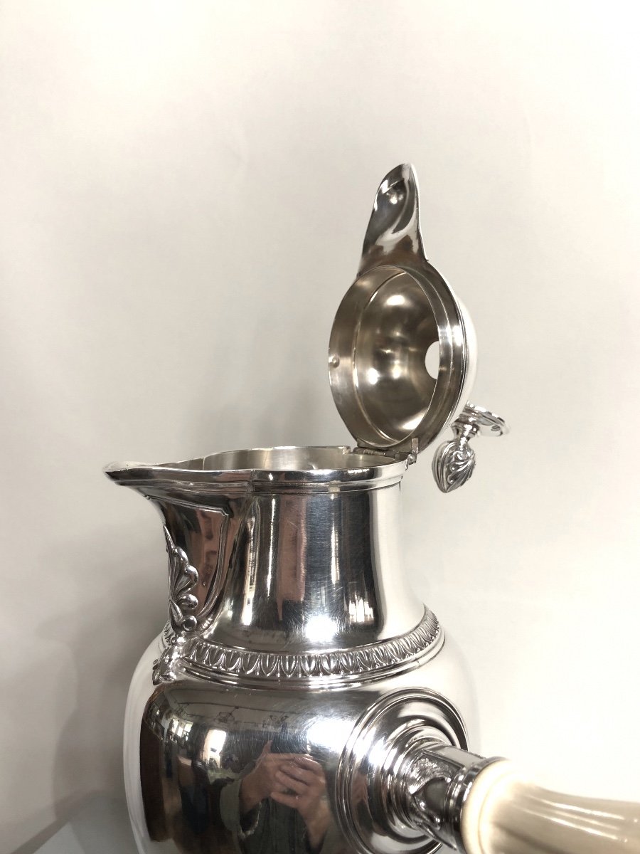 Chocolate Pot In Solid Silver, Empire-restoration Style.-photo-5