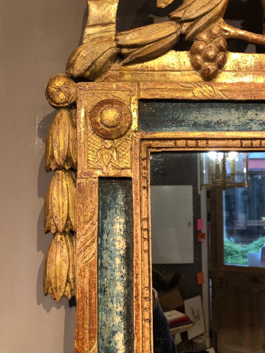 Louis XVI Period Mirror In Golden Wood. -photo-3