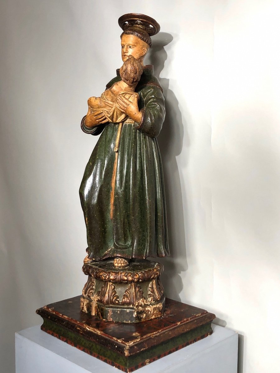 Statue De Saint Antoine de Padoue Et L’enfant Jesus. Hauteur 82 cm. -photo-2