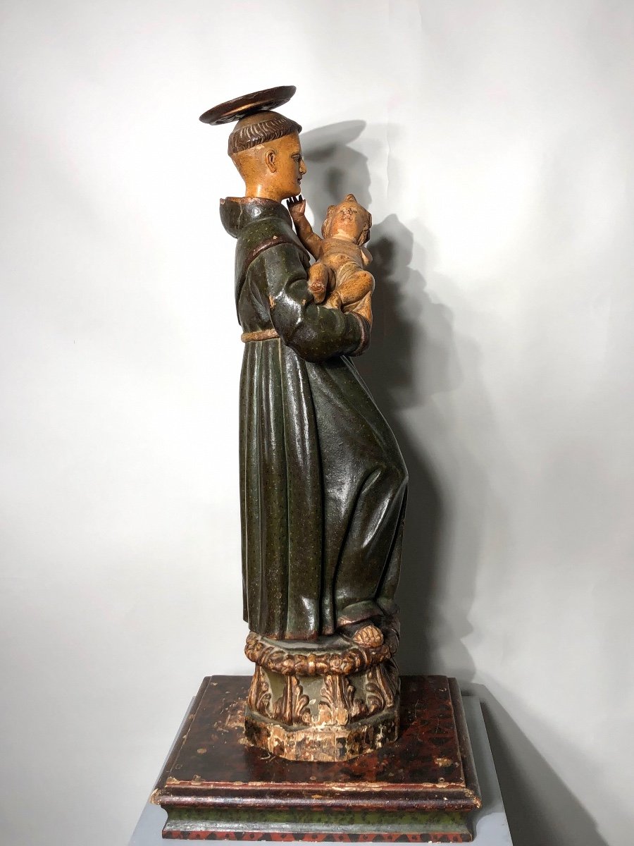 Statue De Saint Antoine de Padoue Et L’enfant Jesus. Hauteur 82 cm. -photo-1