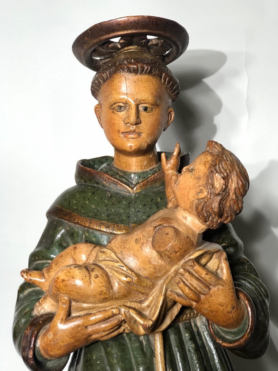 Statue De Saint Antoine de Padoue Et L’enfant Jesus. Hauteur 82 cm. -photo-3