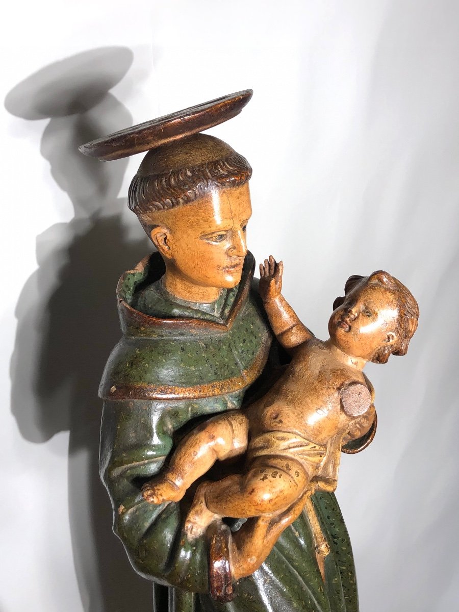 Statue De Saint Antoine de Padoue Et L’enfant Jesus. Hauteur 82 cm. -photo-5