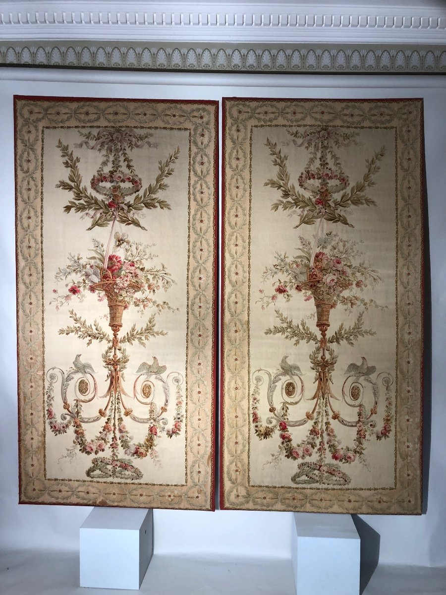 Two Tapestry Doors Either From Aubusson, 19th Century.-photo-2