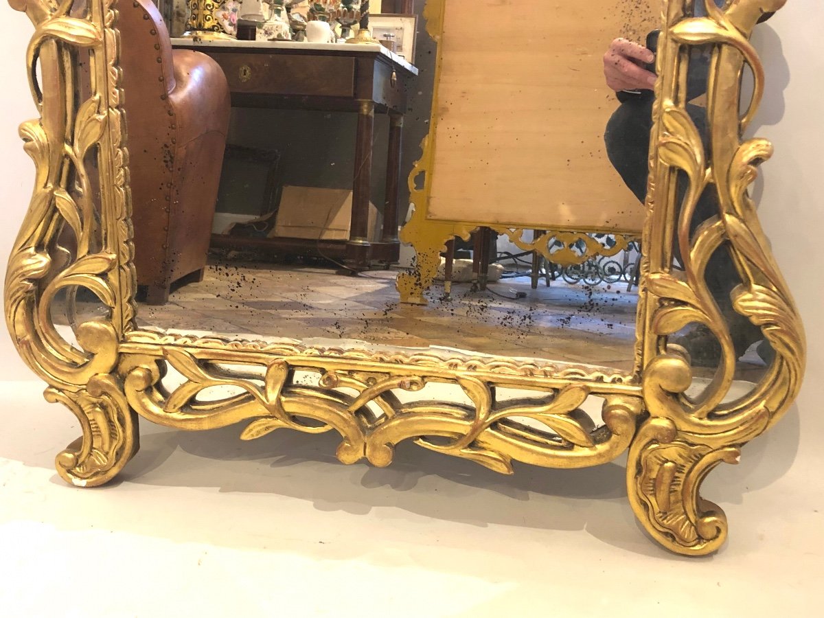 20th Century Louis XV Style Mirror In Gilded Wood. -photo-3