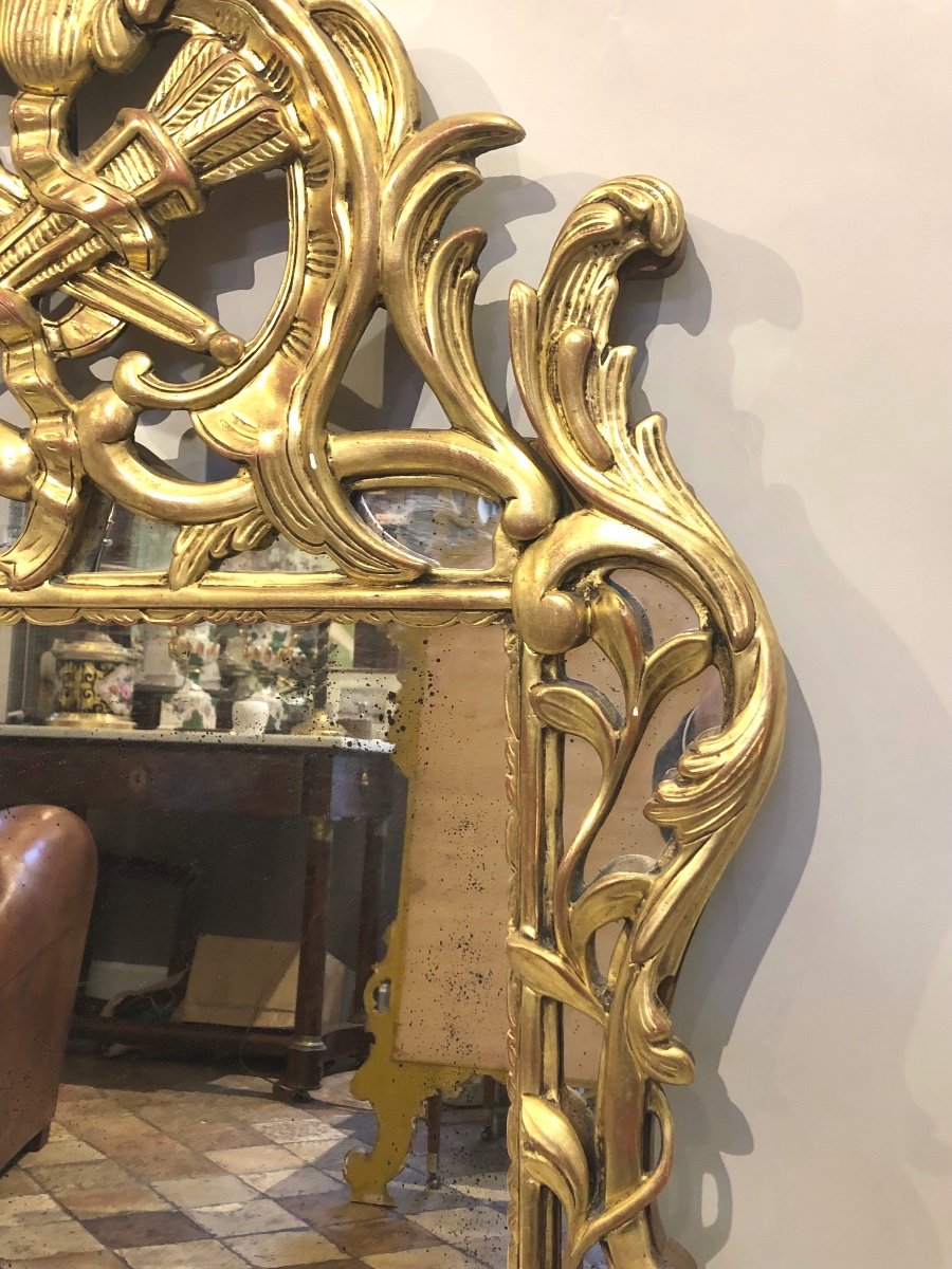 20th Century Louis XV Style Mirror In Gilded Wood. -photo-4