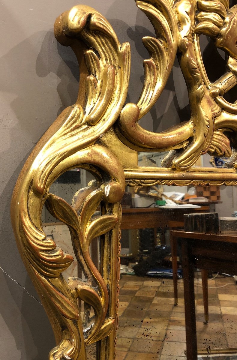 20th Century Louis XV Style Mirror In Gilded Wood. -photo-4