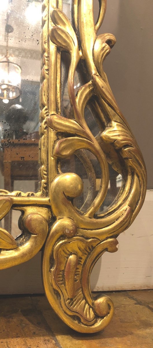 20th Century Louis XV Style Mirror In Gilded Wood. -photo-6