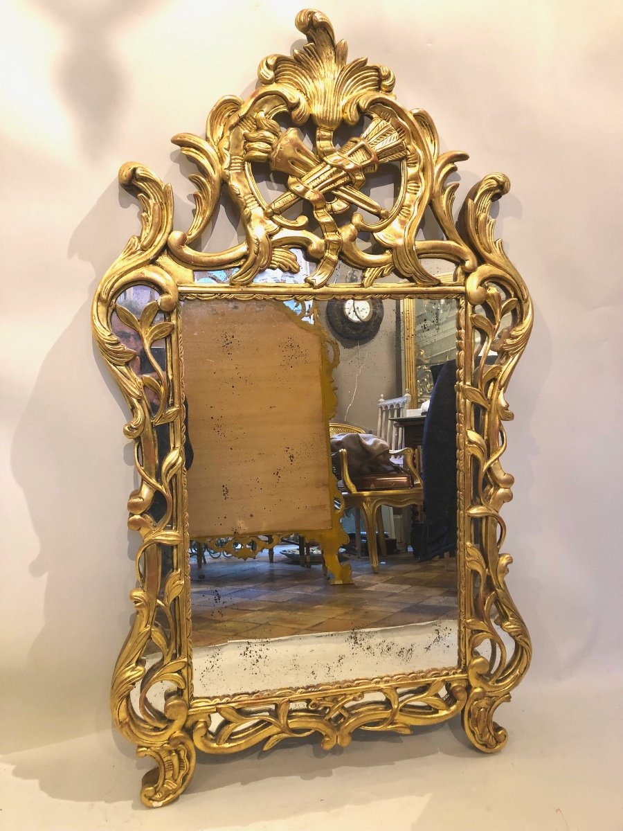 20th Century Louis XV Style Mirror In Gilded Wood. 