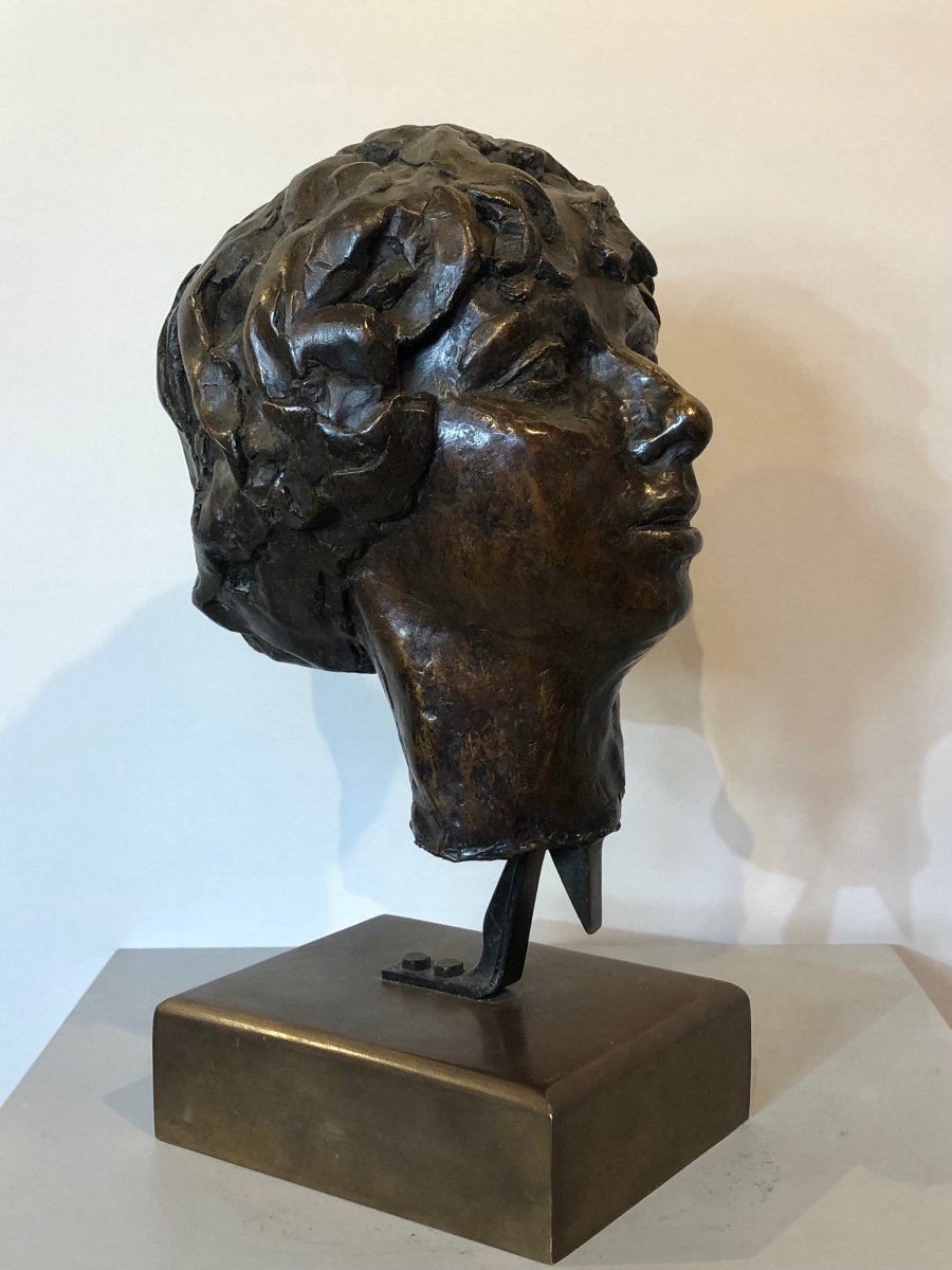 Bronze Head Of A Woman From The 1950s. -photo-3