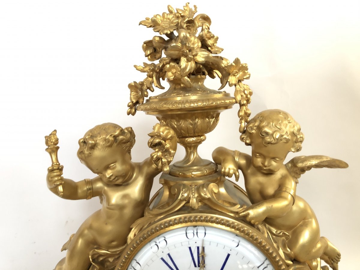 Clock 19 Th Century In Gold Plate. -photo-4