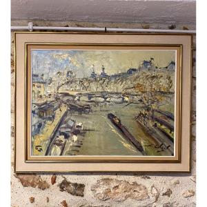 Painting Of Paris, Signed Georges Berger, 20th Century.