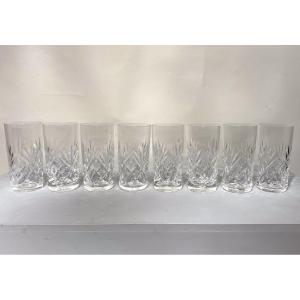 Series Of Eight Saint-louis Crystal Glasses, Chantilly Model.