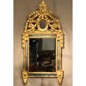 Miroir D’époque Louis XVI En Bois Doré. 129 cm de hauteur. 