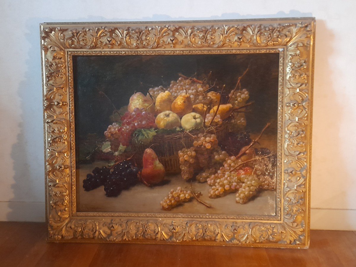 Tableau nature morte aux fruits d'automne huile sur toile par Kreyder Alexis