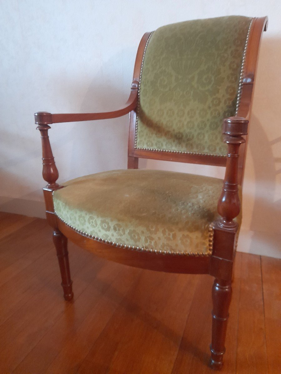 Suite 4 Fauteuils Directoire Empire Acajou Salon-photo-4