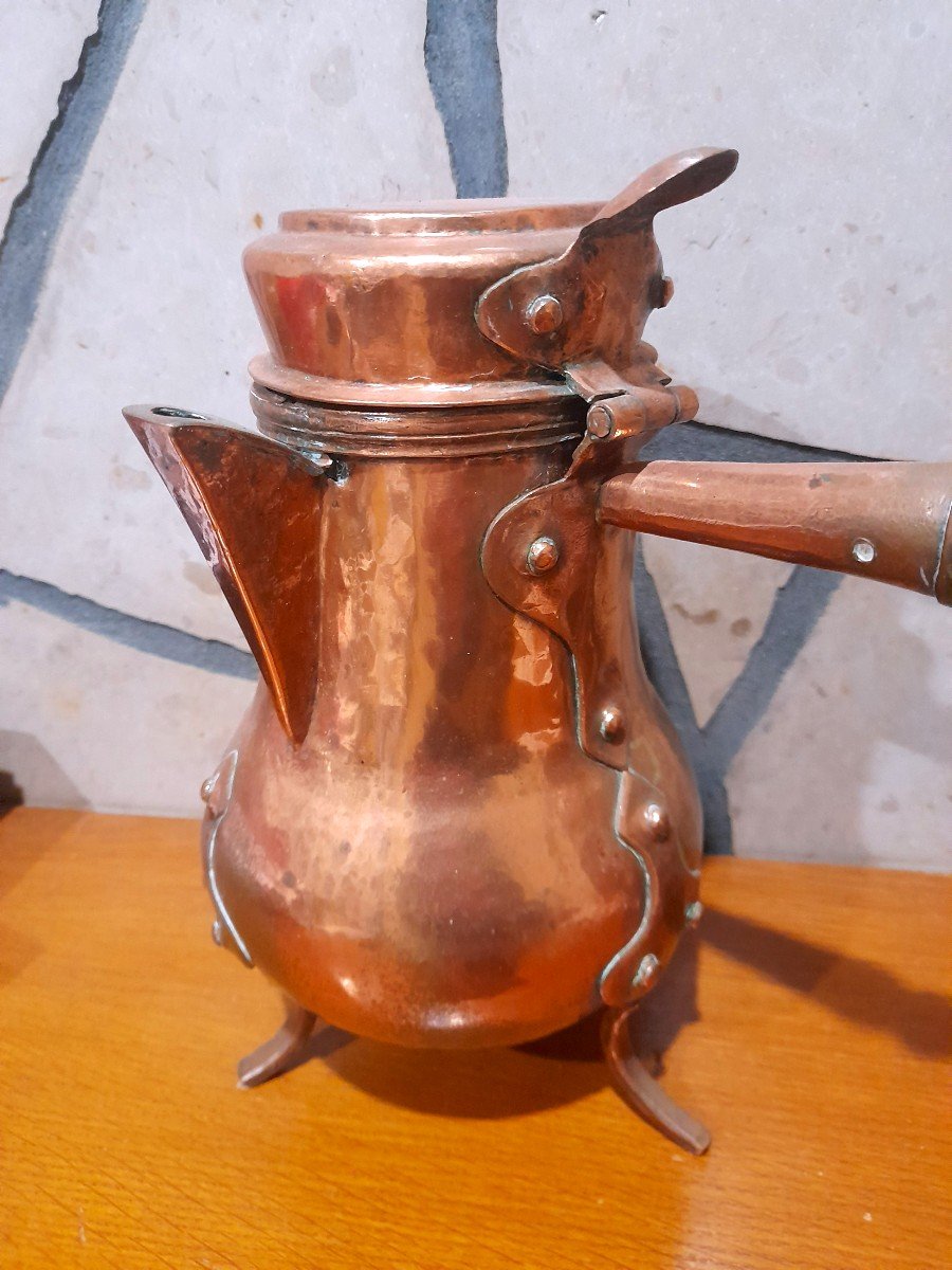 Copper Coffee Pot, 18th Century Dinanderie-photo-3