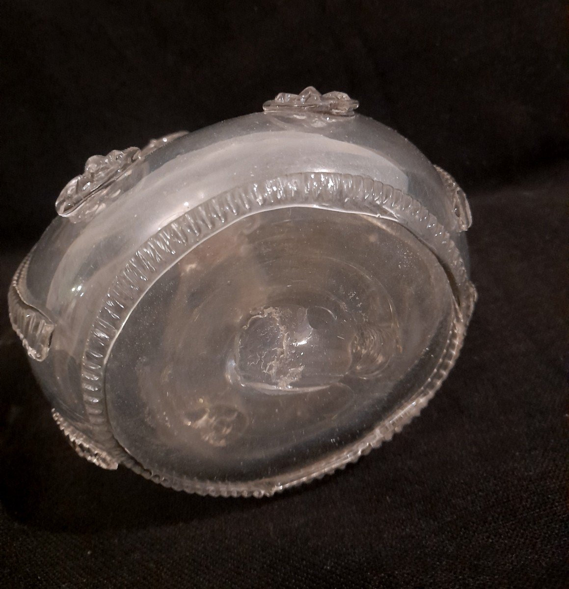 Ring-shaped Or Pilgrim's Flask In Blown Glass, 18th Century, Fleur-de-lys-photo-2