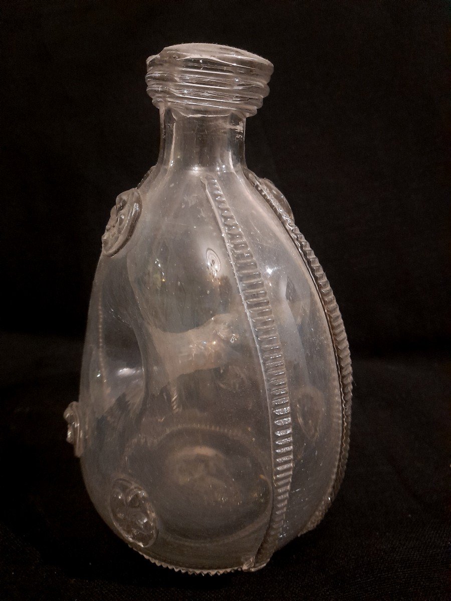 Ring-shaped Or Pilgrim's Flask In Blown Glass, 18th Century, Fleur-de-lys-photo-3