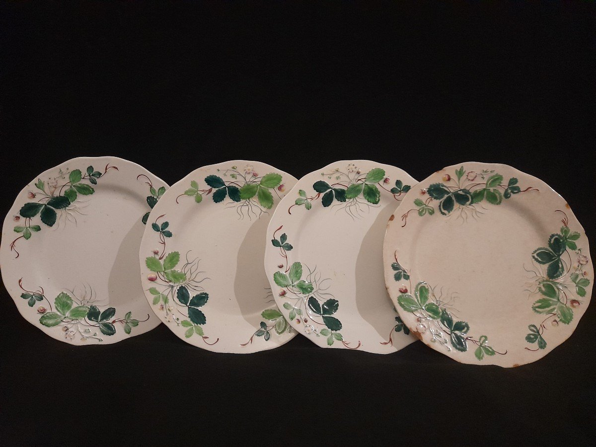 Partie de Service Aux Fraisiers Georges Sand Manufacture Creil Montereau Faience Fine-photo-3