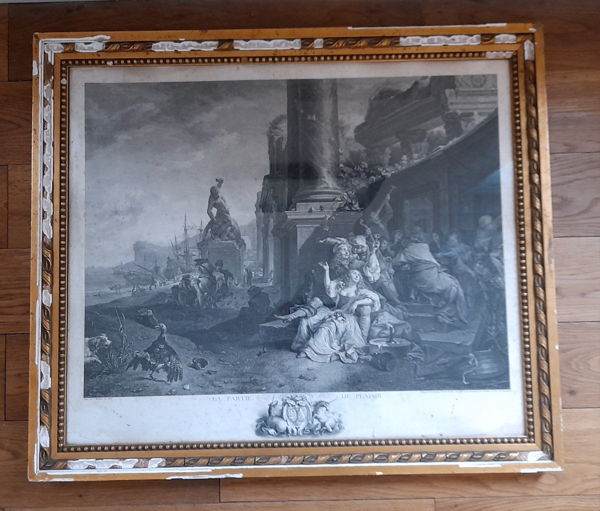 Grande Gravure Au Burin Sur Cuivre Neoclassique Ruines à l'Antique epoque XVIIIeme Siecle