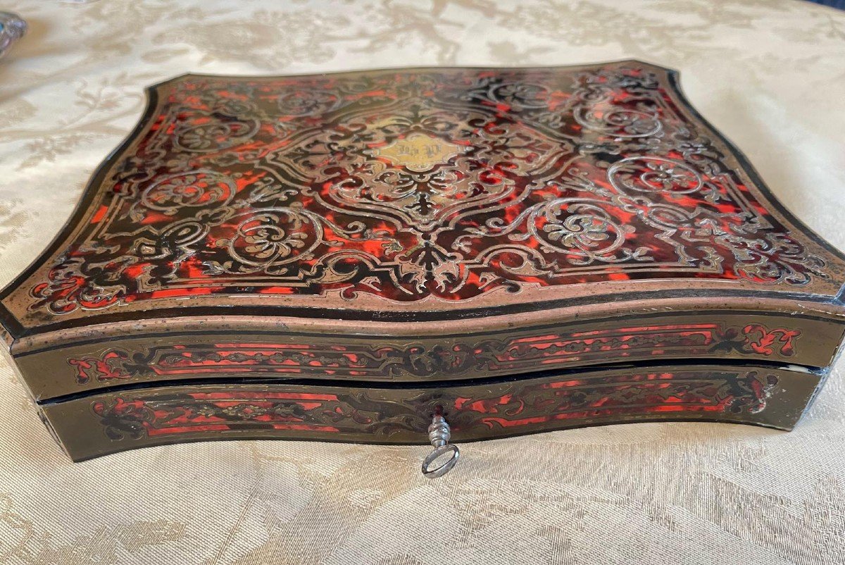 Boulle Marquetry Games Box Napoleon III Period Second Empire Tortoiseshell-photo-2