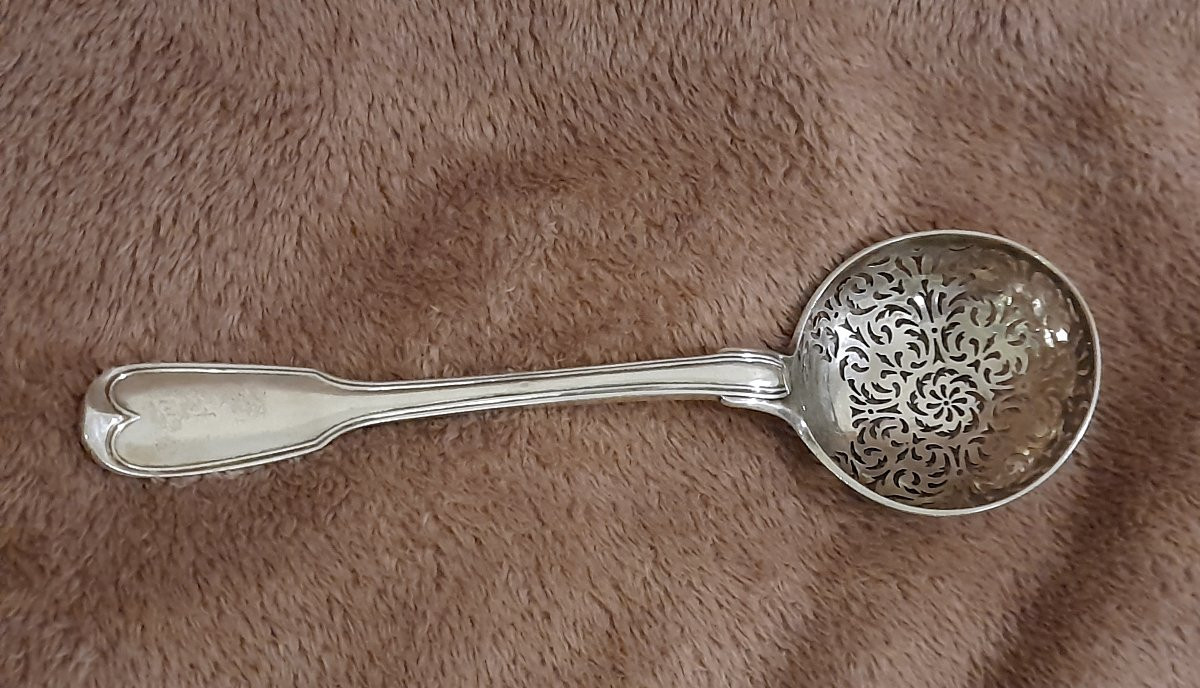 Silver Sprinkling Spoon Or Shaker Coat Of Arms Of The Farmers General 18th Century-photo-2