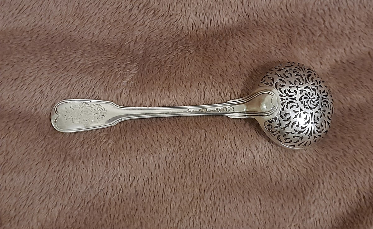 Silver Sprinkling Spoon Or Shaker Coat Of Arms Of The Farmers General 18th Century