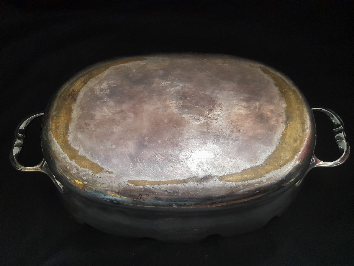 Silver-plated Metal Glass Cooler With Coat Of Arms, 18th Century Tableware-photo-3