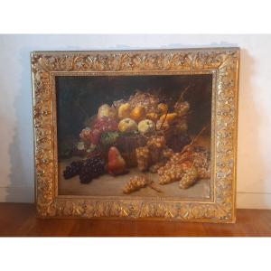 Tableau nature morte aux fruits d'automne huile sur toile par Kreyder Alexis