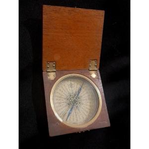 English Marine Mahogany Compass - Victorian Era 19th Century