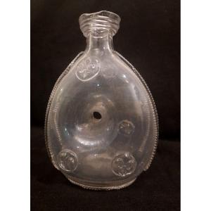 Ring-shaped Or Pilgrim's Flask In Blown Glass, 18th Century, Fleur-de-lys