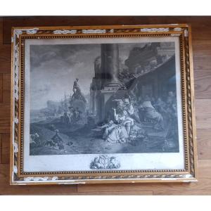 Large Neoclassical Copper Engraving Ruins In The Antique Period 18th Century