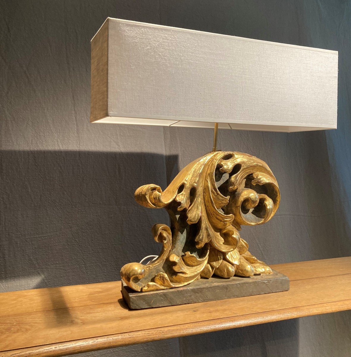 Carved And Gilded Wood, Mounted As A Lamp-photo-2