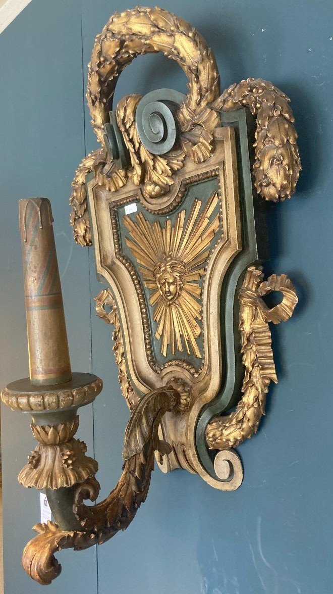 Louis XVI Carved Wood Wall Sconce-photo-2