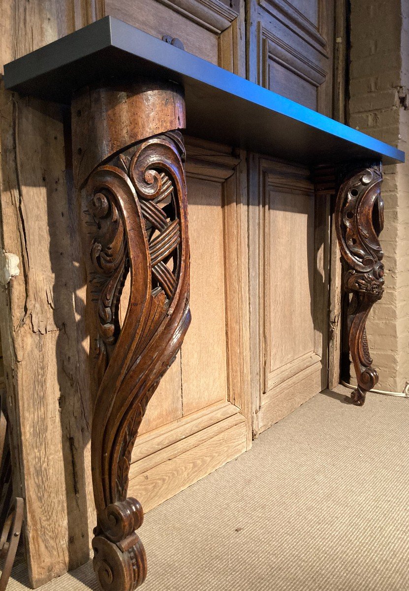 Console Reassembled Part Of 2 Carved Woods